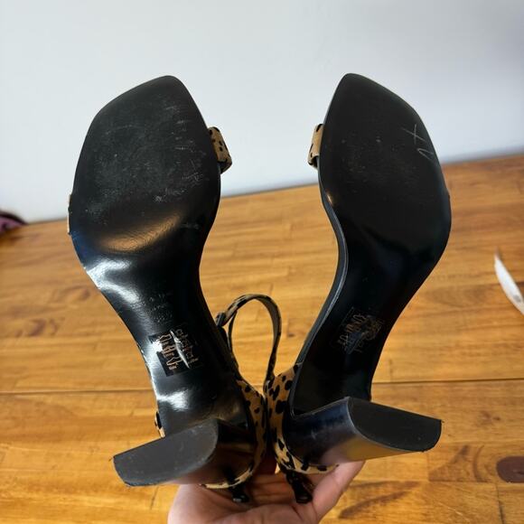 Rag & Bone Ellis Cheetah Print Leather Ankle Strap Buckle Block Heels Size 38.5 - Picture 7 of 8